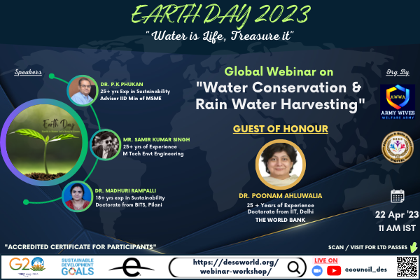 WEBNARS Global Webinar on "Water Conservation and Rainwater Harvesting"