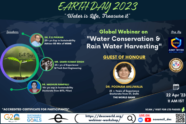 WEBNARS Global Webinar on "Water Conservation and Rainwater Harvesting"